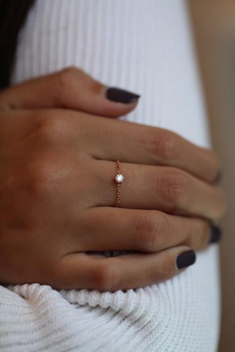 Bague Absolu Chaîne en or rose - Redline - 0++