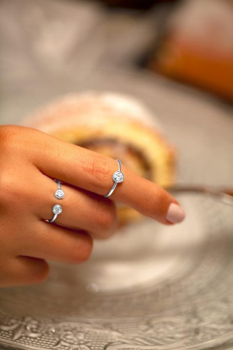 Bague jonc avec diamant 0.2 carat en serti clos or blanc - Redline - 0++