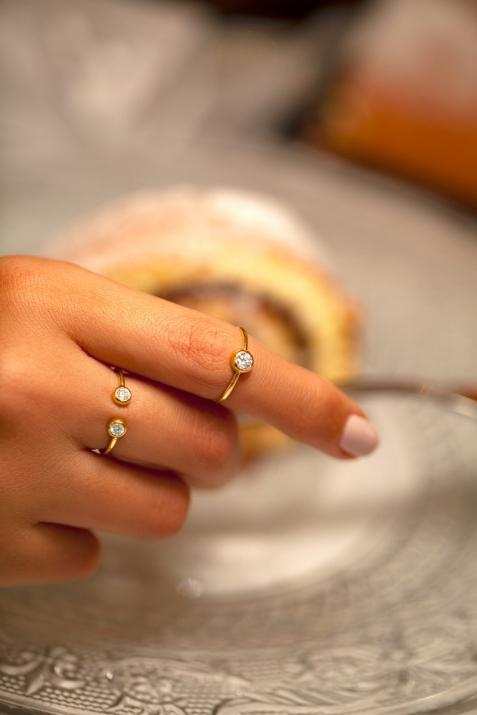 Bague jonc avec diamant 0.2 carat en serti clos or jaune - Redline - 0++