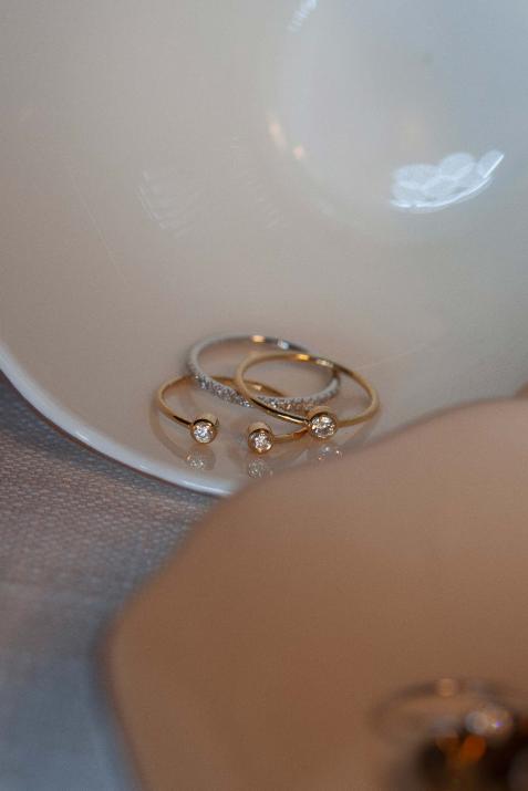 Bague demi jonc avec diamant 0.1 carat or blanc - Redline - 0++