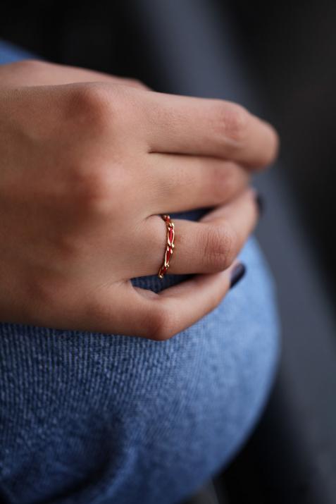 Bague entrelacet or jaune et fil - Redline - 0++