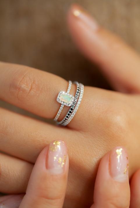 Bague Promesse Opale Or Blanc - Redline - 0++