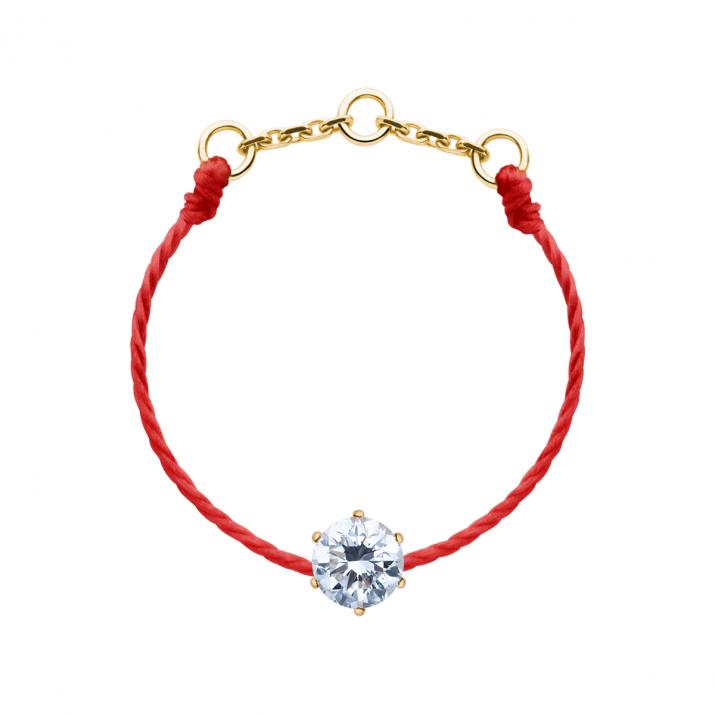 Bague fil avec diamant 0.10ct serti griffe or jaune - Redline - 0++