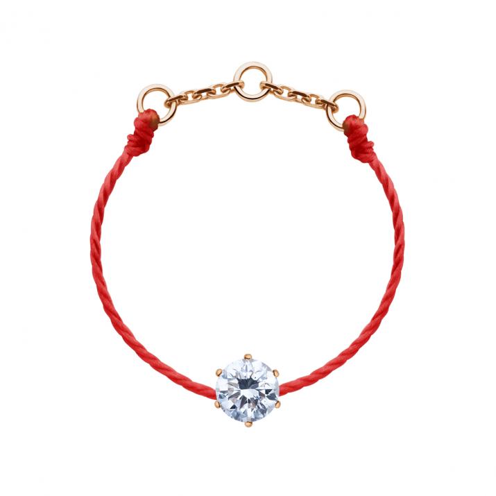 Bague fil avec diamant 0.10ct serti griffe or rose - Redline - 0++