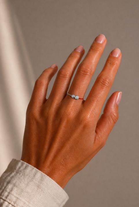 Bague fil et chaîne avec diamant 0.15 carat en serti clos or blanc - Redline - 0++