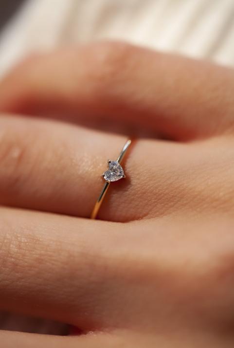 Bague jonc avec diamant 0.2 carat en serti griffe or jaune - Redline - 0++