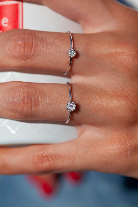 Bague jonc avec diamant 0.2 carat serti griffe or blanc - Redline - 0++