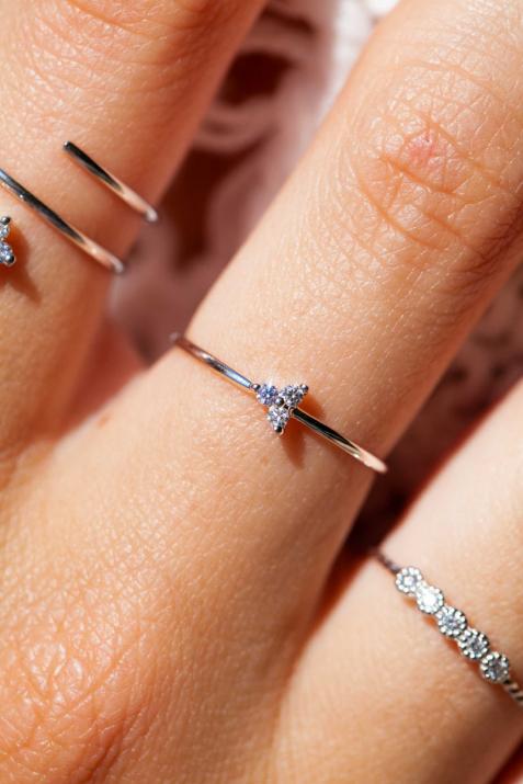 Bague jonc avec diamant 0.042 carat en serti griffe or blanc - Redline - 0++