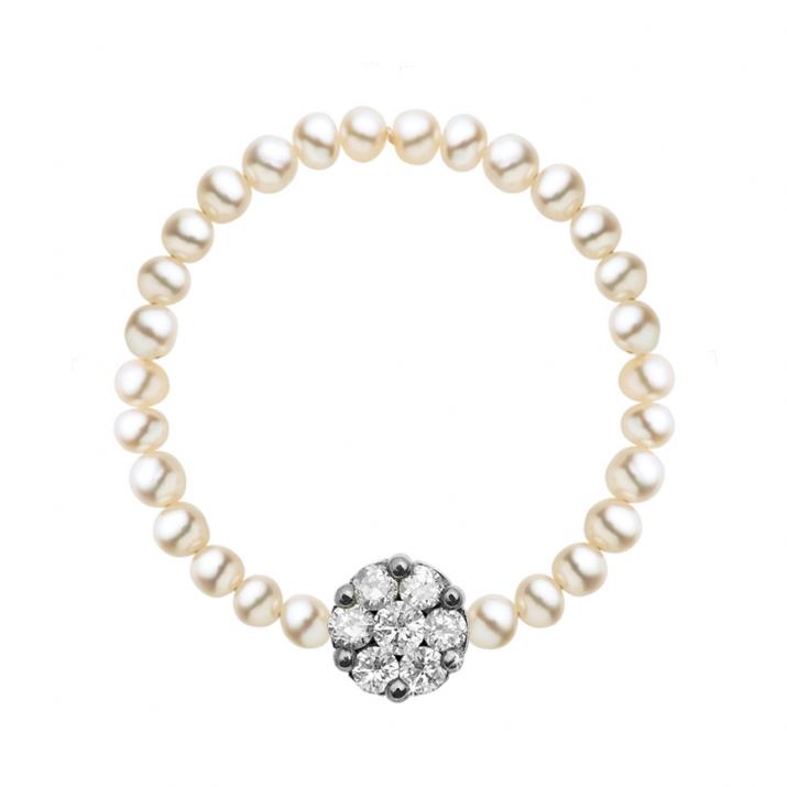 Bague avec perles et diamant en serti invisible or noir - Redline - 0++