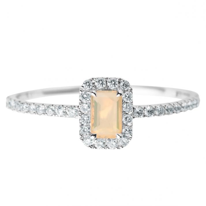 Bague Promesse Opale Or Blanc - Redline - 0++