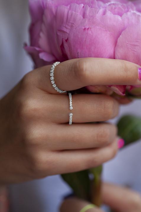 Bague jonc avec diamant 1.46 carats en serti griffe or blanc - Redline - 0++