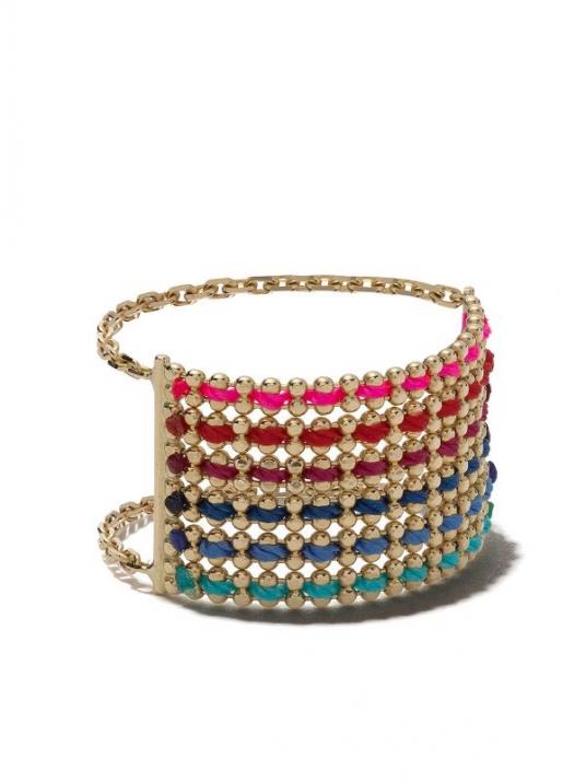 Bague chaîne or jaune entrelacée de fil - Redline - 0++