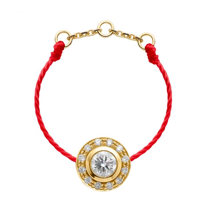 Bague fil avec diamants 0.26 carat en serti clos or jaune - Redline - 0++