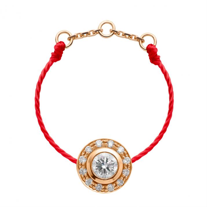 Bague fil avec diamants 0.26 carat en serti clos or rose - Redline - 0++