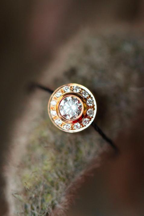 Bague fil avec diamants 0.26 carat en serti clos or jaune - Redline - 0++