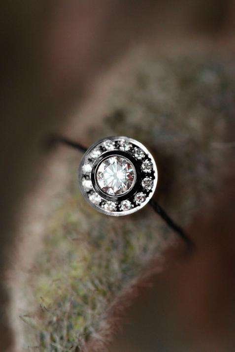 Bague fil avec diamants 0.26 carat en serti clos or noir - Redline - 0++