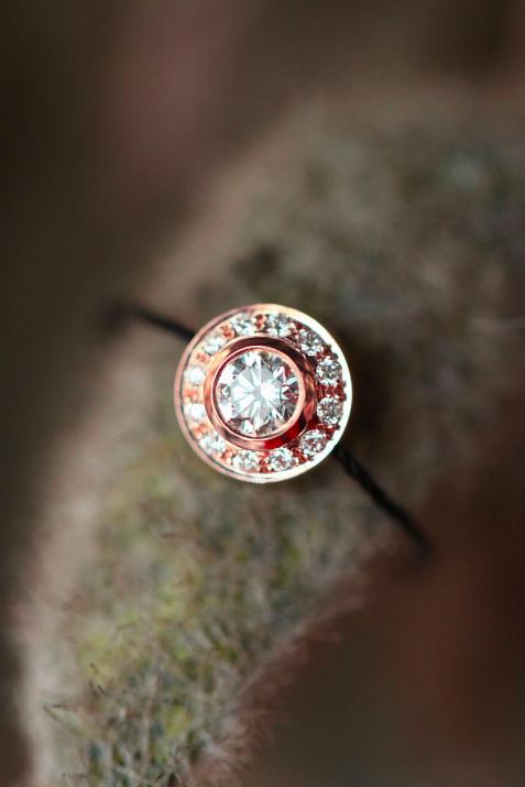 Bague fil avec diamants 0.26 carat en serti clos or rose - Redline - 0++