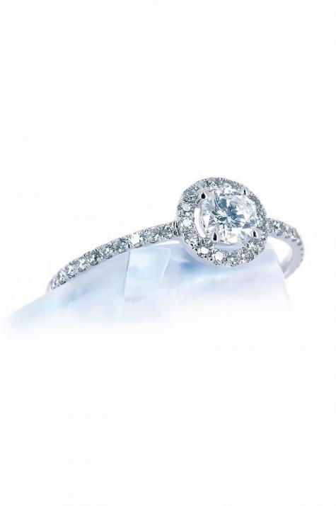 Bague jonc avec diamant en serti griffe or blanc - Redline - 0++