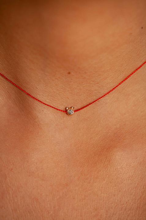 Collier Ours sur fil avec diamant 0.05ct or rose - Redline - 0++