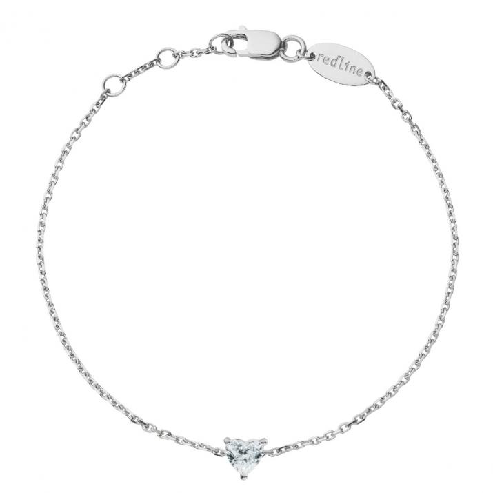 Bracelet chaîne avec diamant coeur 0.10 carat en serti griffe or blanc - Redline - 0++
