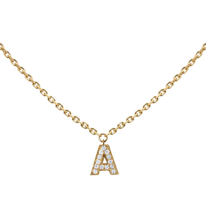 Collier chaîne Alphabet pavé diamants or jaune - Redline - 0++