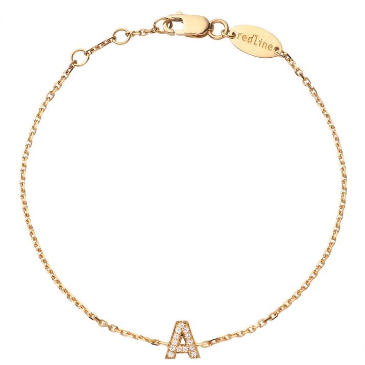 Bracelet Chaîne Alphabet Diamant Pavé Or Jaune - Redline - 0++