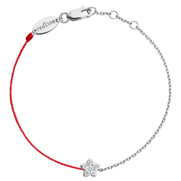 Bracelet fil et chaîne avec diamants 0.05 carat serti griffe or blanc - Redline - 0++
