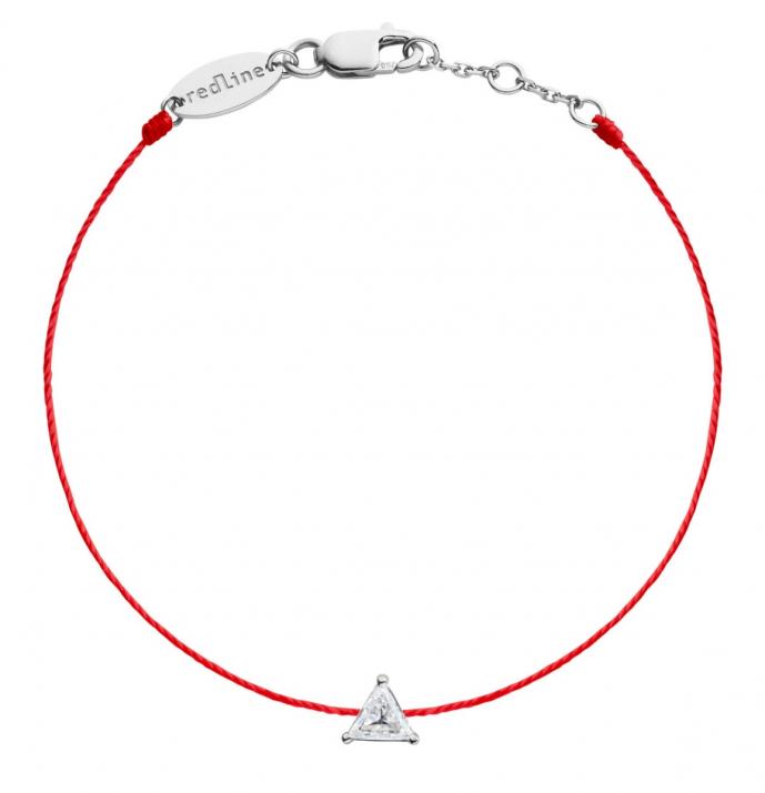 Bracelet fil avec diamant triangle 0.10 carat en serti griffe or blanc - Redline - 0++