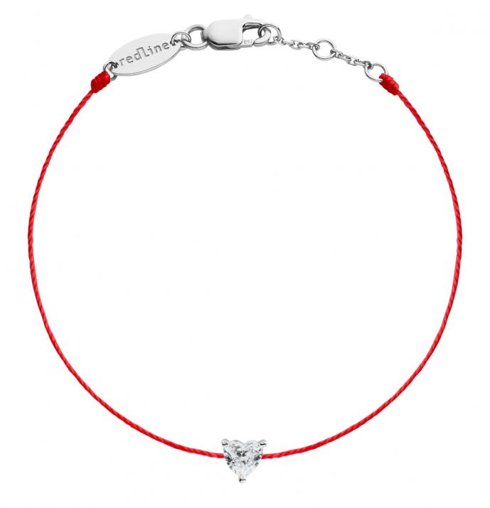 Bracelet fil avec diamant coeur 0.10 carat en serti griffe or blanc - Redline - 0++