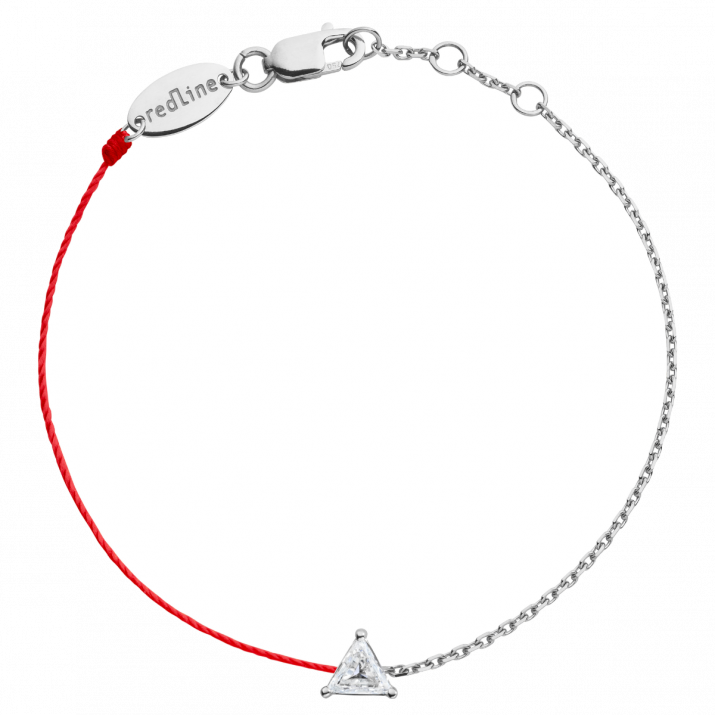 Bracelet fil et chaîne avec diamant triangle 0.10 carat en serti griffe or blanc - Redline - 0++