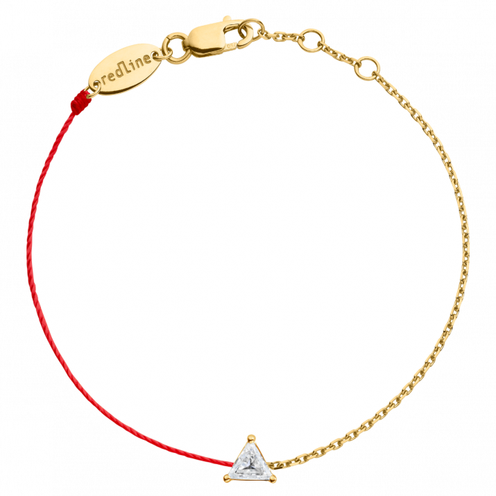 Bracelet fil et chaîne avec diamant triangle 0.10 carat en serti griffe or jaune - Redline - 0++