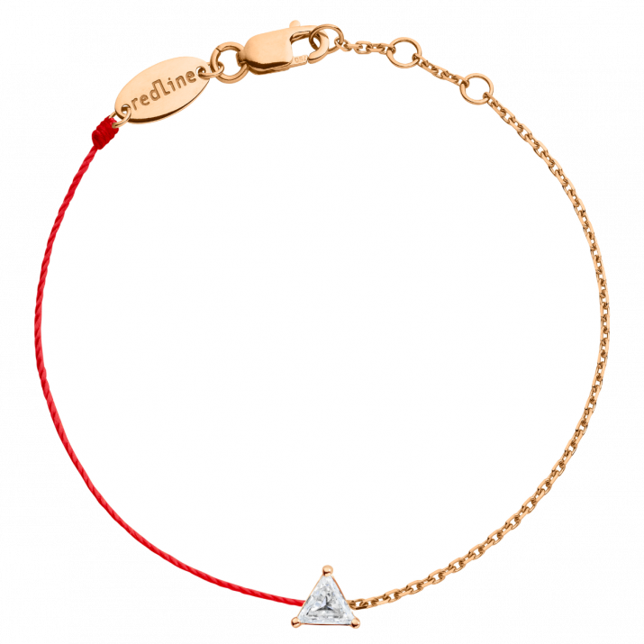 Bracelet fil et chaîne avec diamant triangle 0.10 carat en serti griffe or rose - Redline - 0++