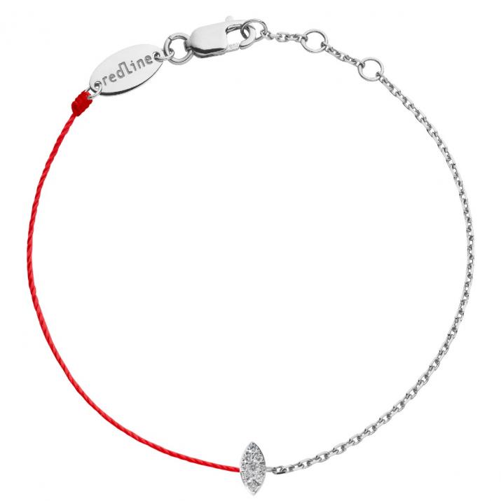 Bracelet fil et chaîne avec diamant 0.05 carat serti griffe or blanc - Redline