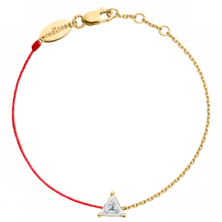 Bracelet fil et chaîne avec diamant triangle 0.20 carat en serti griffe or jaune - Redline - 0++