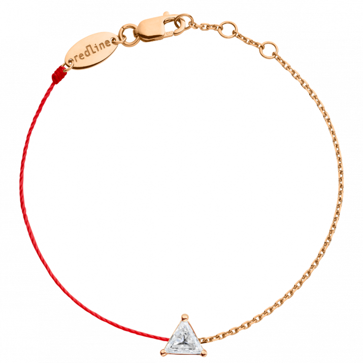 Bracelet fil et chaîne avec diamant triangle 0.20 carat en serti griffe or rose - Redline - 0++