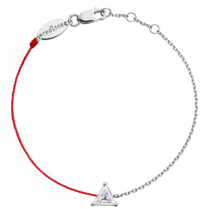 Bracelet fil et chaîne avec diamant triangle 0.20 carat en serti griffe or blanc - Redline - 0++