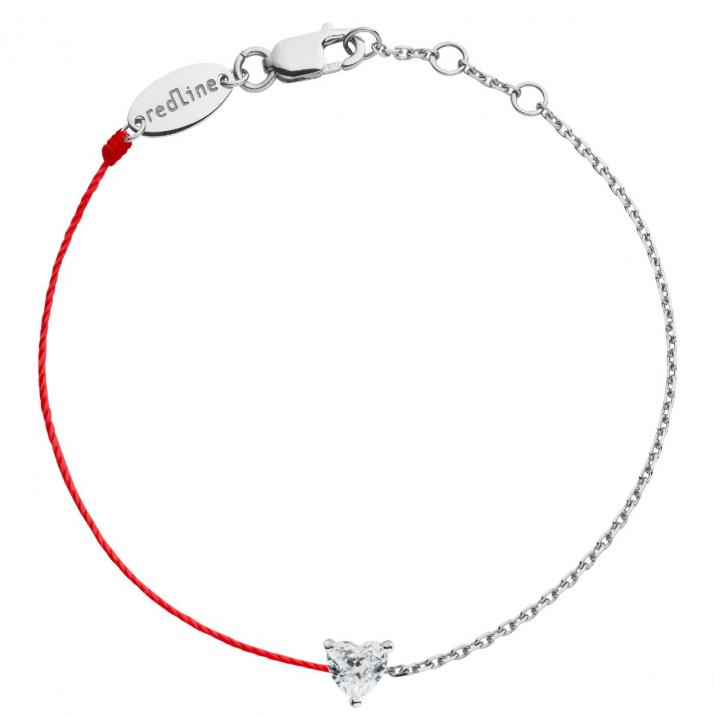 Bracelet fil et chaîne avec diamant coeur 0.10 carat en serti griffe or blanc - Redline - 0++