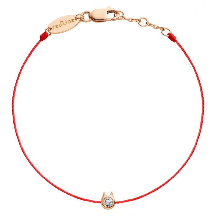 Bracelet Chat sur fil avec diamant 0.05ct or rose - Redline - 0++