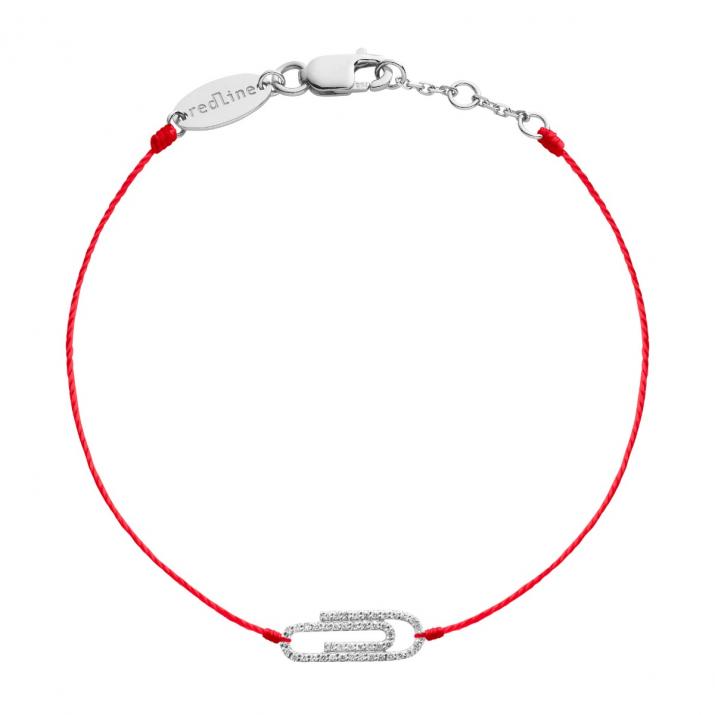 Bracelet fil trombone or blanc pavé diamants - Redline - 0++
