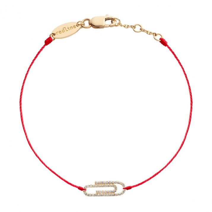 Bracelet fil trombone or jaune pavé diamants - Redline - 0++