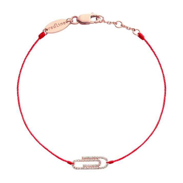 Bracelet fil trombone or rose pavé diamants - Redline - 0++