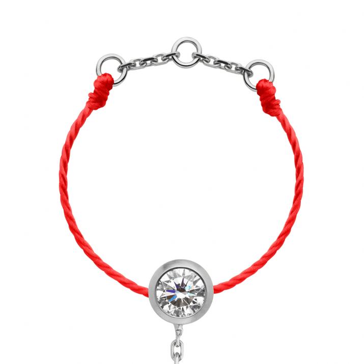 Bague fil avec diamant 0.10 carat serti clos or blanc - Redline - 0++