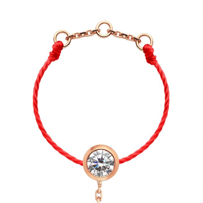 Bague fil avec diamant 0.10 carat serti clos or rose - Redline - 0++