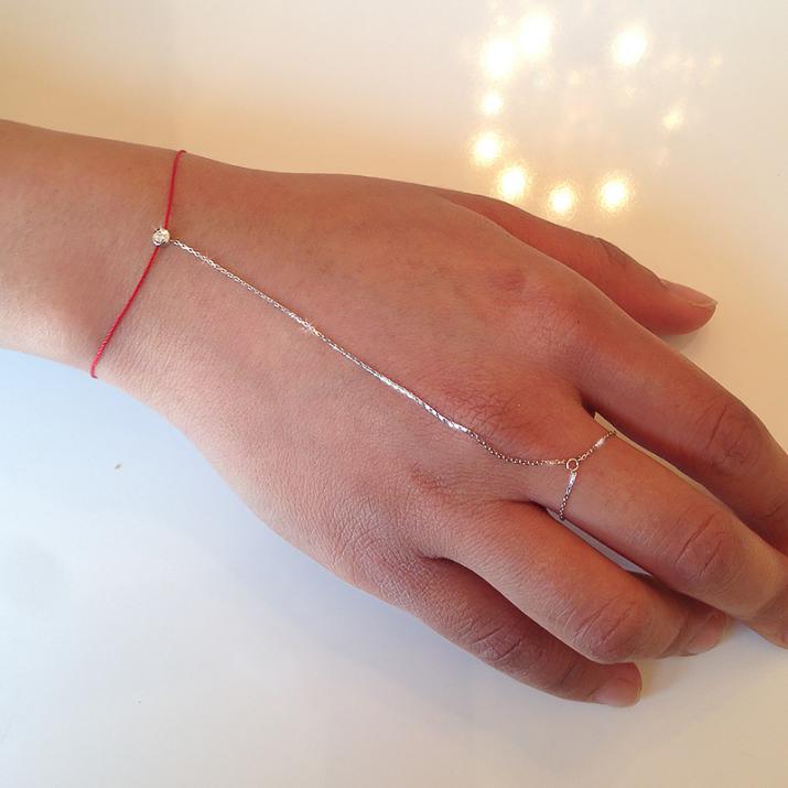 Bracelet fil et chaîne avec diamant 0.10 carat en serti clos or jaune - Redline - 0++