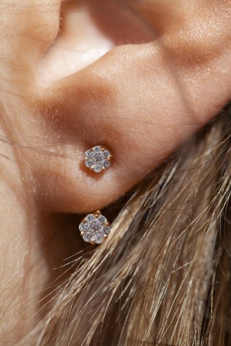 Boucle d'oreille or rose insolente en diamant - Redline - 0++