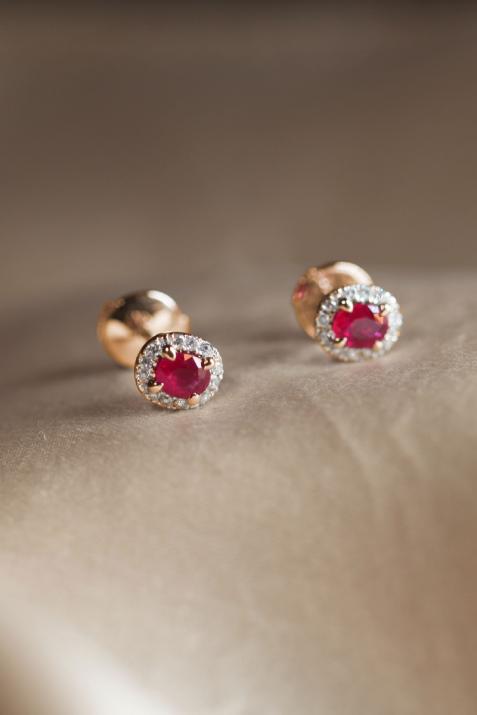 Boucles d’oreilles rubis et diamants en or rose  - Redline - 0++
