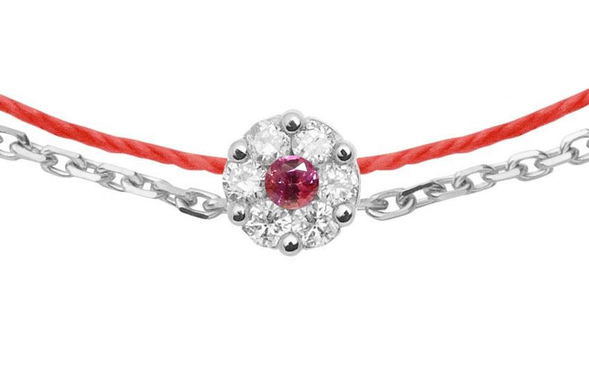 Redline Bijoux - Illusion Colored Distingué - Bracelet Fil Femme avec  0.05ct Diamant Rond en Or Blanc Serti Griffe - Redline