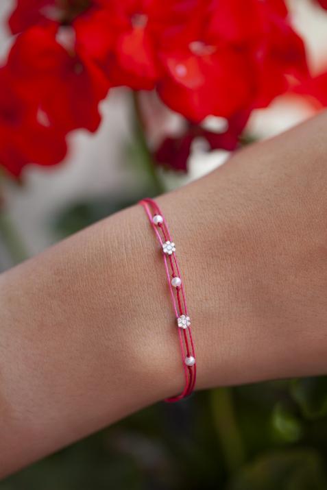 Bracelet 3 fils avec diamant 0.05 ct en serti invisible or rose - Redline - 0++