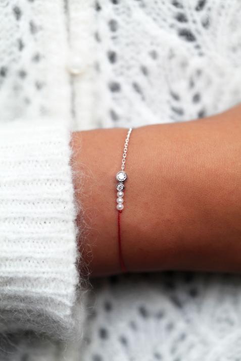 Bracelet or blanc fil et chaîne exclusif par Sarah Jessica Parker - Redline - 0++