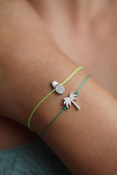 Bracelet fil ananas or blanc pavé diamants - Redline - 0++